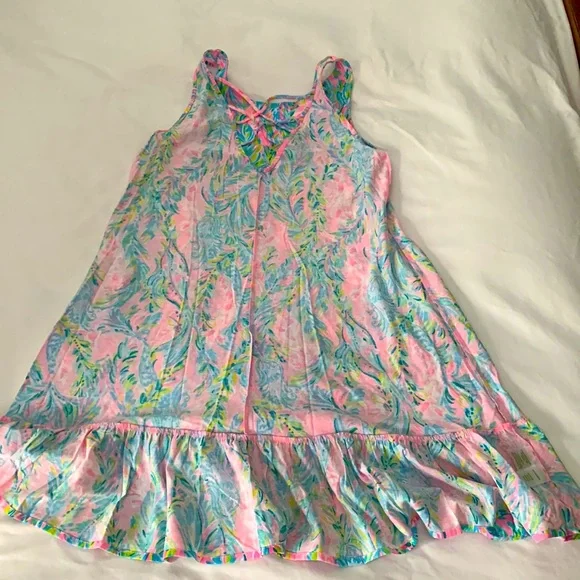 Lilly Pulitzer Kristen Flounce Dress W/Pockets Sz Medium Unicorn of the Sea - Picture 10 of 13